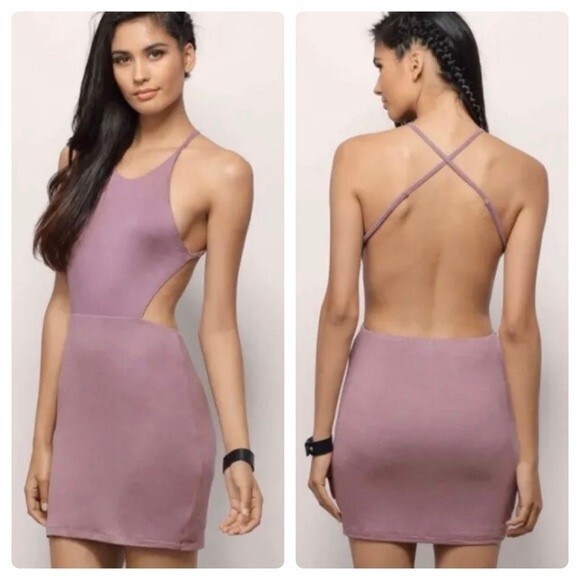 Tobi Mauve Enchanted In Love backless bodycon dress size medium NWT - Picture 1 of 9
